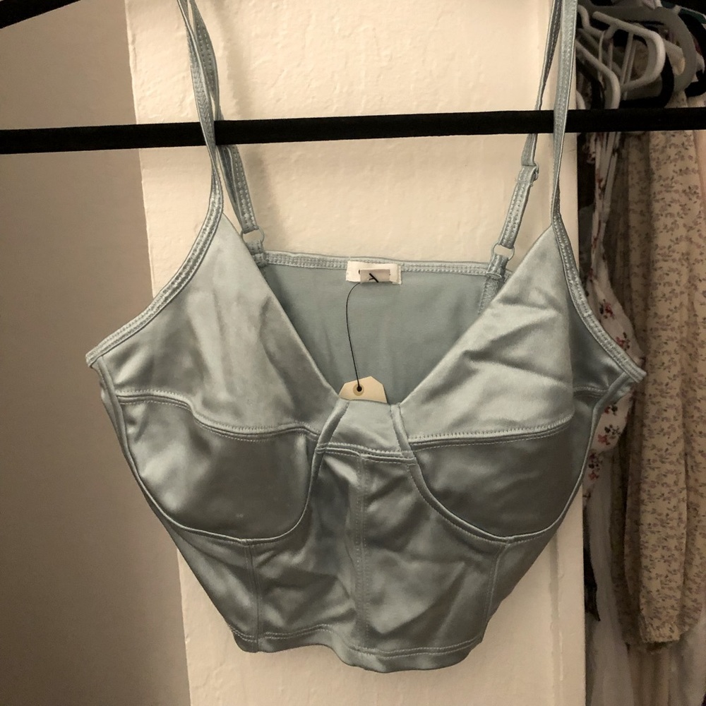 Baby blue satin bustier (Garage)